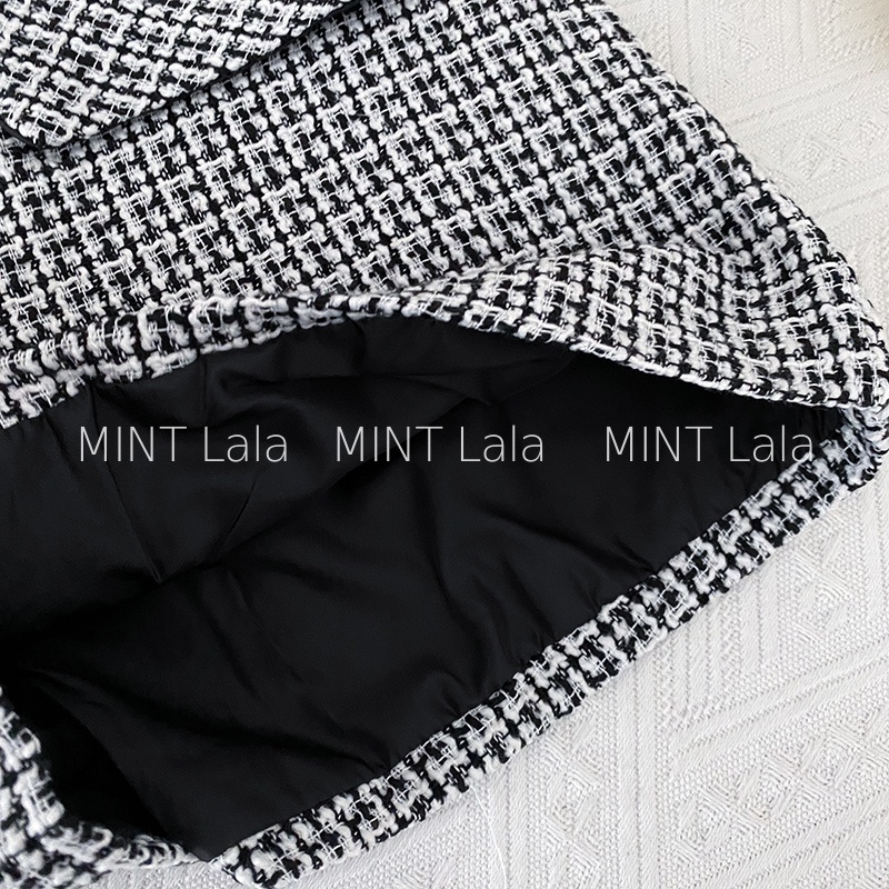 Quần Short Dạ Nữ Vải Tweed Cạp Cao Khoét Eo Đính Nút - MINT Lala