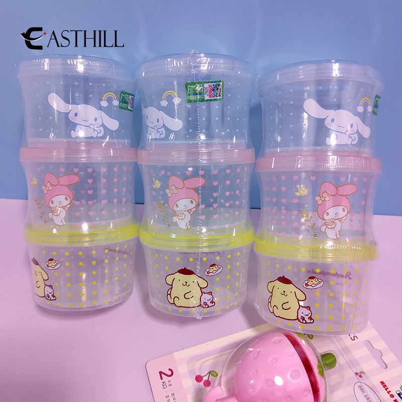 Hộp cơm Ba Ngăn Hình Tròn Họa Tiết Sanrio Cinnamoroll Purin Đáng Yêu Có Thể Xếp Chồng Lên Nhau Dành Cho Học Sinh