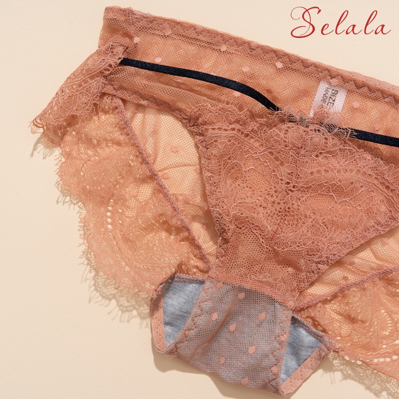 Set Đồ Lót Ren Selala Không Gọng Đính Nơ Cúp Ôm Ngực Thoải Mái SET19