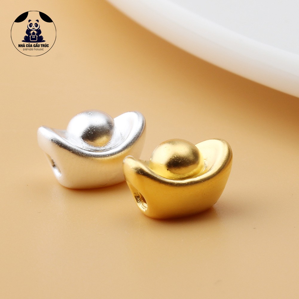 Charm bạc s925 hình nén vàng (charm xỏ ngang) size 12mm - Panda House