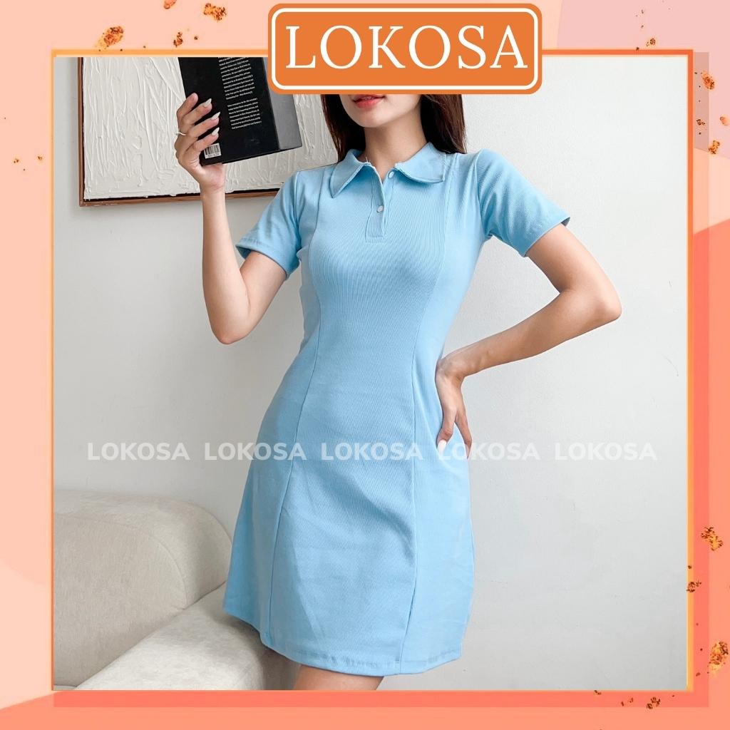 Đầm Body LOKOSA Váy Polo Body Chất Thun Gân Thiết Kế Ôm Eo Dáng Xòe Tay Ngắn Đi Dự Tiệc, Đi Chơi VD023