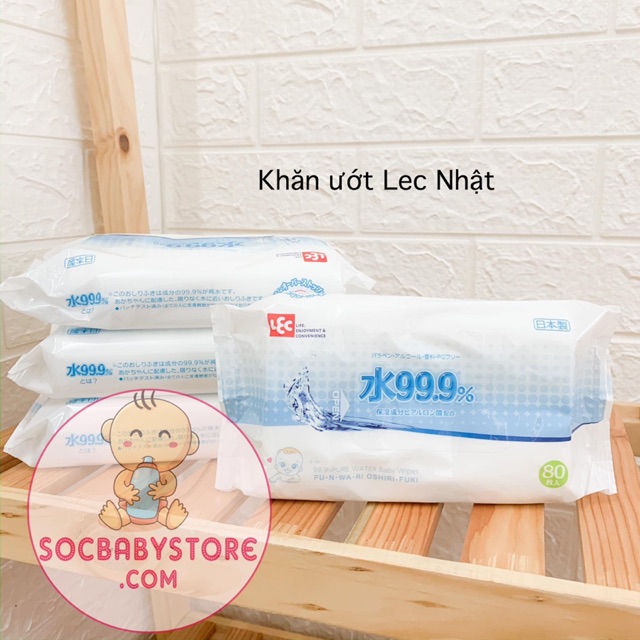 Khăn ướt Lec tinh khiết 99,9% Nhật Bản ( 80 tờ)