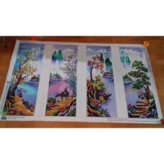 Tranh đính đá tứ quý thành phẩm2c 146x100cm