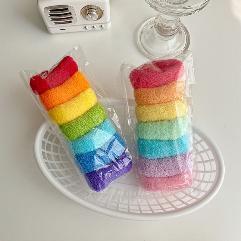 Bộ 7 Dây Cột Tóc Co Dãn Màu Sắc Cầu Vồng