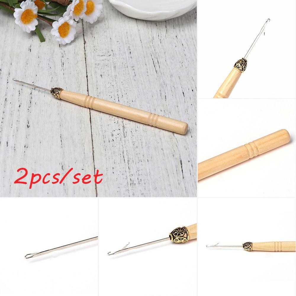 SUSANS Set 2 Dụng Cụ Đan Móc Len Tay Cầm Bằng Gỗ