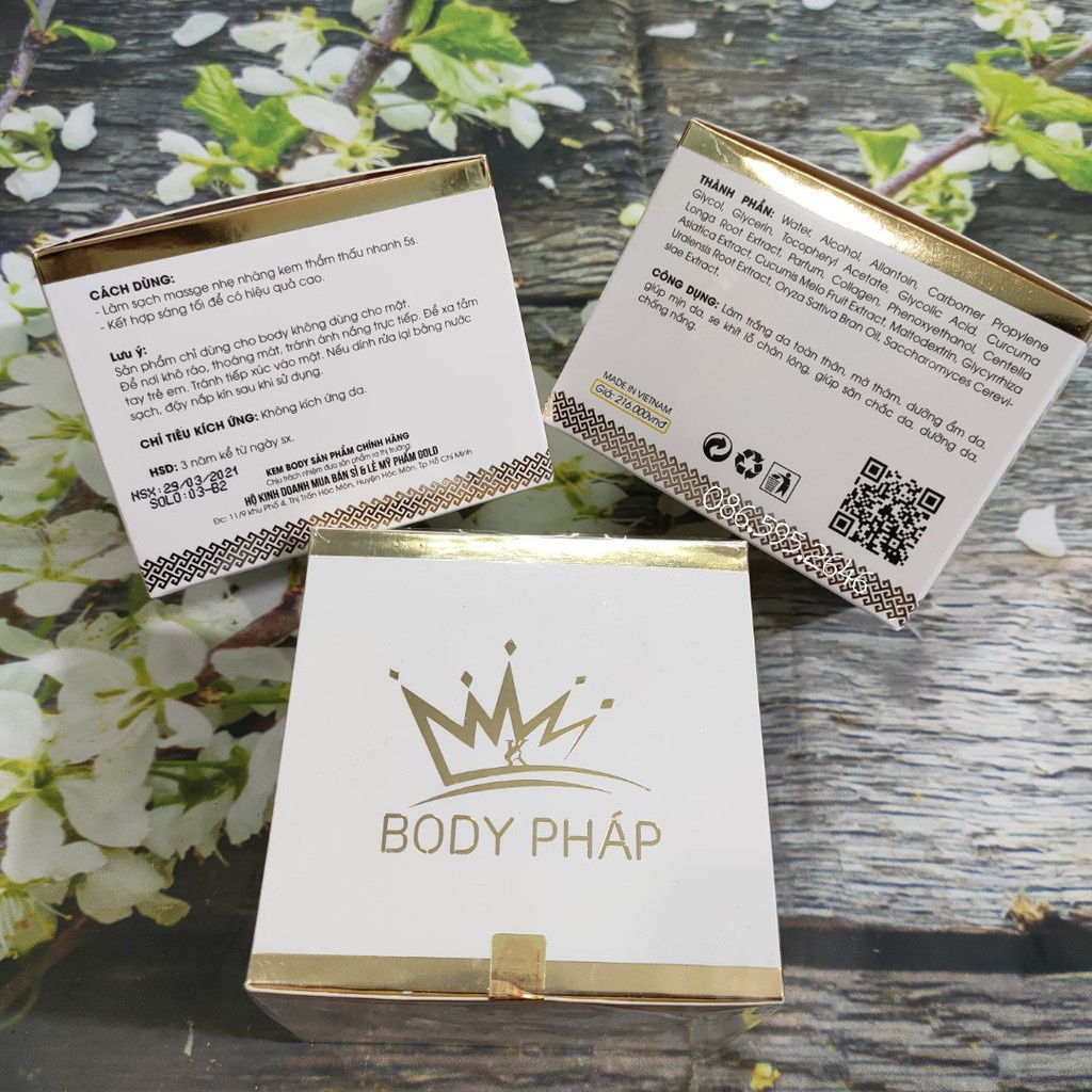 Kem Dưỡng Trắng Body Cao Cấp Pháp Cosmetic 250g Tặng Kèm Kích Trắng Pháp
