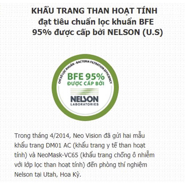 [Chính Hãng Neomask VN] Khẩu Trang Than Hoạt Tính Neomask VC65 - Chống Bụi Mịn P.M 2.5