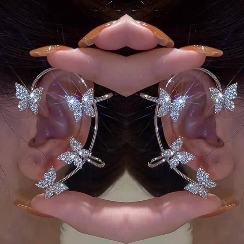 Bông Tai Hình Hoa Tuyết Đính Đá Lấp Lánh Không Xỏ Lỗ Thời Trang Nữ