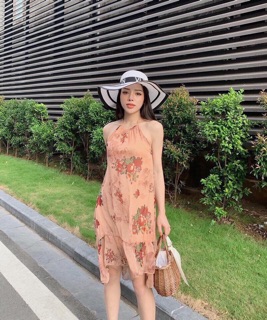 ĐẦM MAXI VOAN HOA CỔ YẾM