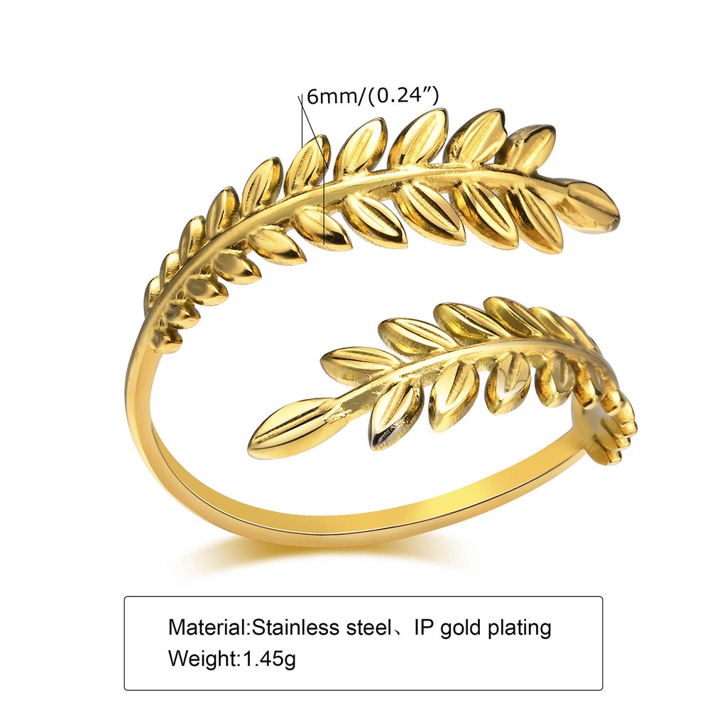 Vnox Nhẫn Hở Hình Chiếc Lá Màu Vàng Sáng Tạo Thời Trang Mới Cho Nữ