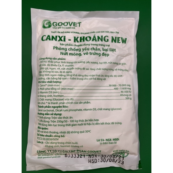 200g Canxi khoáng - chống yếu chân, nứt móng, vỏ trứng đẹp trên gà, vịt, ngan, heo