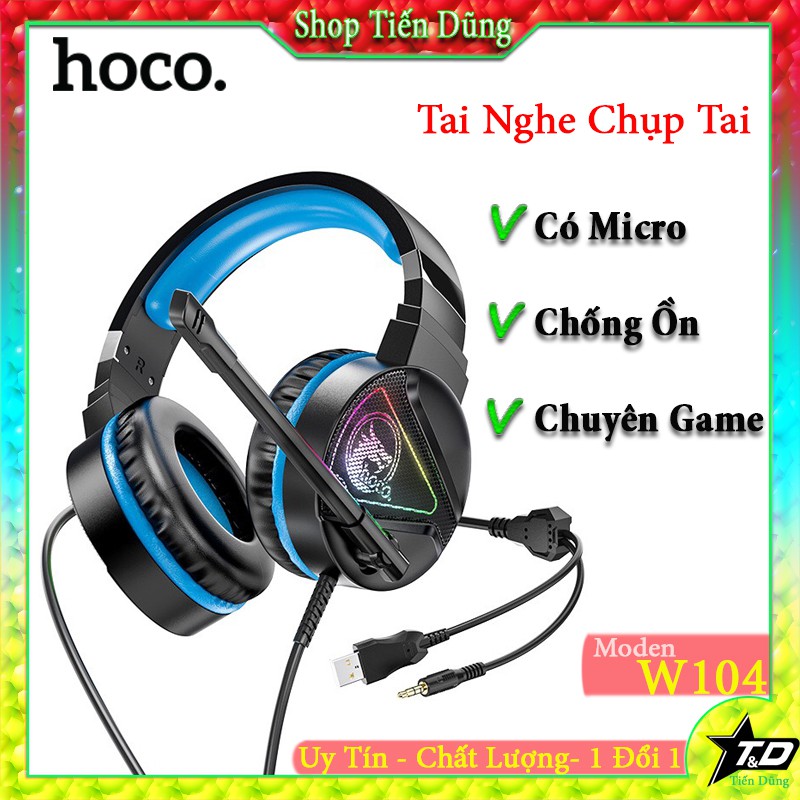 Tai Nghe Chụp Tai Hoco W104 Có Micro Chống Ổn - Tai Nghe Chơi Game W104 Đáp Ứng Mọi Như Cầu