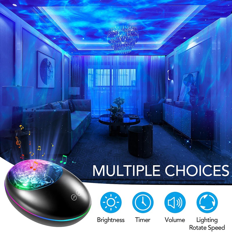 Đèn LED chiếu bầu trời sao/dải ngân hà/ gợn sóng biển đại dương lên có nhạc