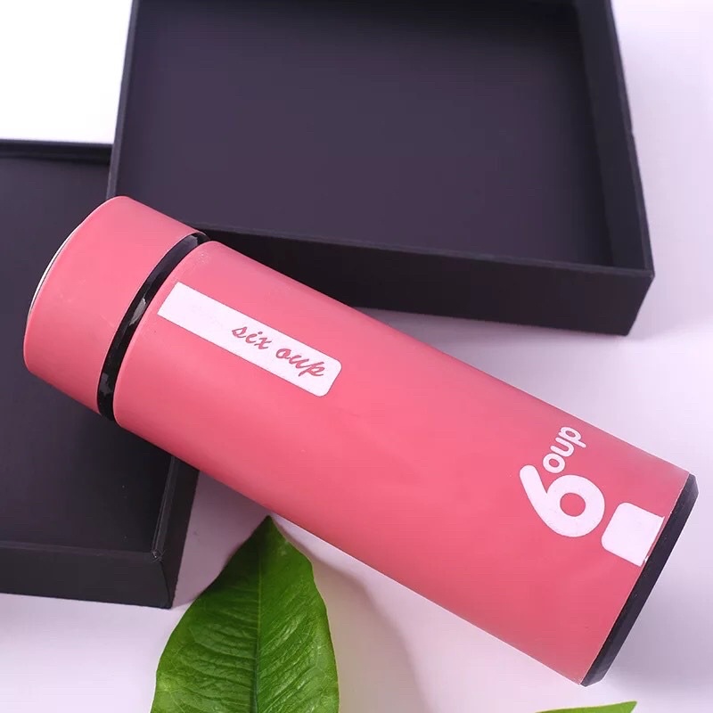 Bình đựng nước 6oup lõi thuỷ tinh, vỏ nhựa chống va đập, trơn trượt, cách nhiệt siêu tốt (450ml)