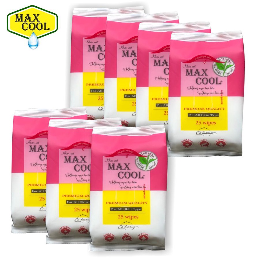Combo 2 gói khăn ướt Max Cool 25 tờ có hương