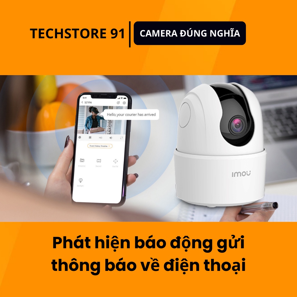 Camera báo động Imou ranger2 T42P điều khiển quay 360 độ và độ phân giải 2k kết hợp báo đọng còi hú