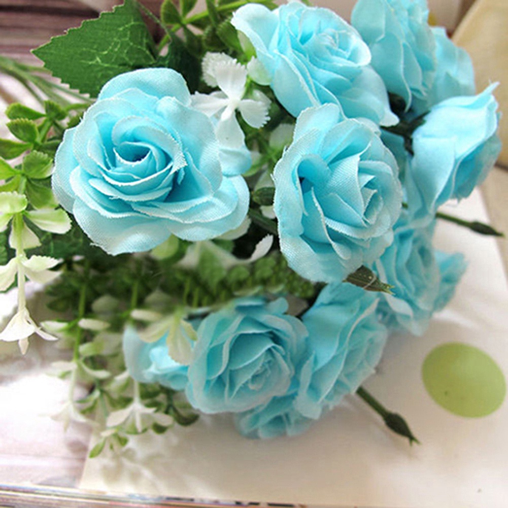 Bó hoa hồng nhân tạo 15 đầu sống động trang trí tiệc cưới / giáng sinh