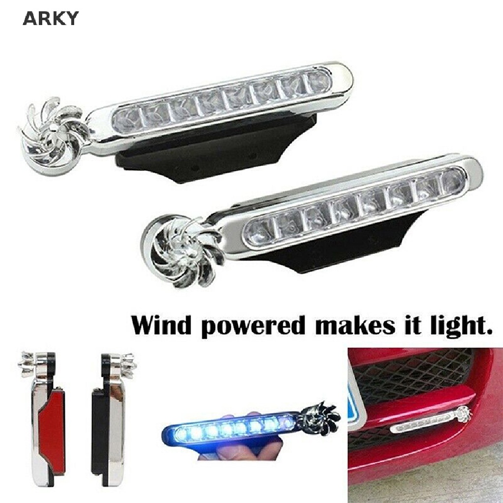 Đèn 8 LED Chạy Ban Ngày Chạy Bằng Năng Lượng Gió Không Cần Cần Dùng Ngoài Trời Cho Xe Hơi ARKY