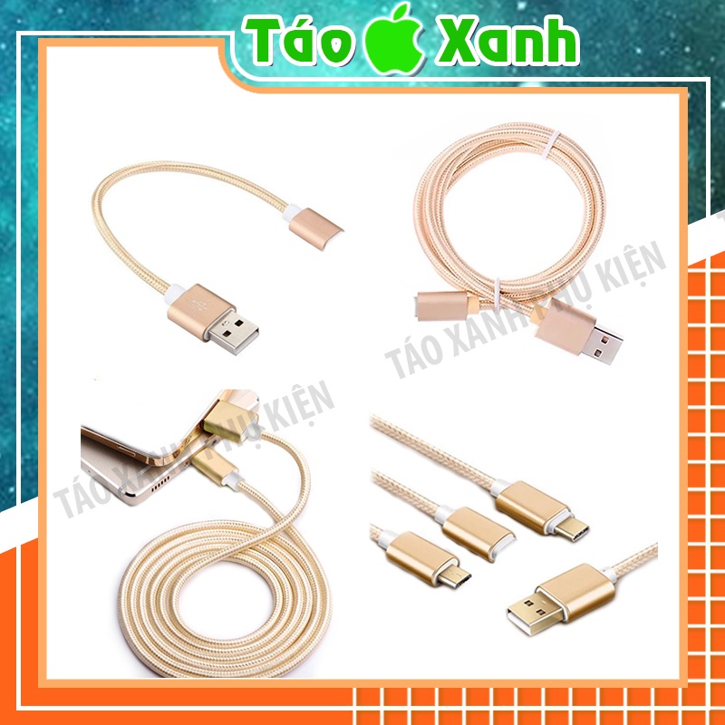Cáp 3m Bọc Dù Cao Cấp Cho ĐIện Thoại IP 3m 1m 3 Đầu