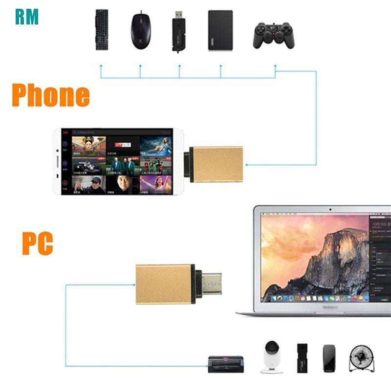 1pc Usb Type C Male To Usb 3.0 Female Otg Sync Adapter For Phone Macbook