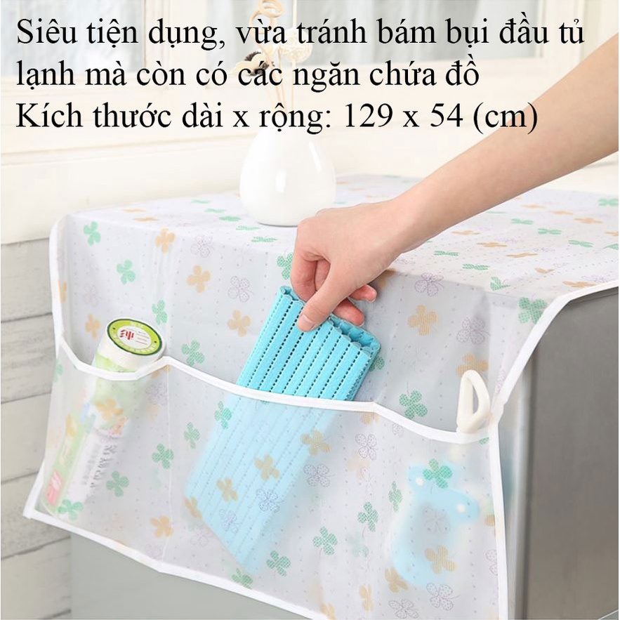 Áo trùm tủ lạnh, tấm phủ tủ lạnh đa năng tiện lợi chất liệu PEVA cao cấp chống thấm, chống bụi size 129x54 TDO