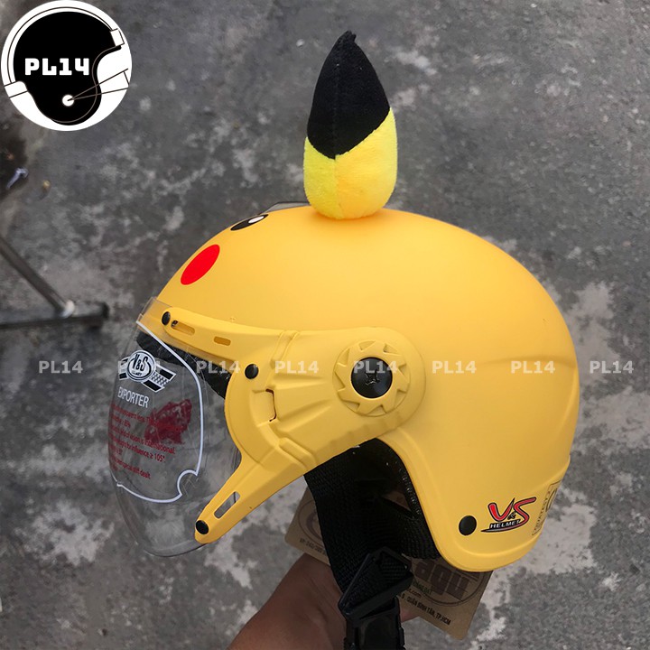 Nón Bảo Hiểm Trẻ Em Pikachu Có Kính V&S Helmet Cho bé Từ 3-6 Tuổi Màu Vàng
