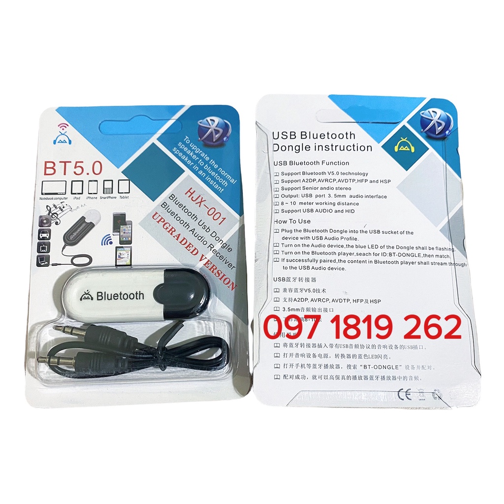 USB biến loa thường thành hoa Bluetooth. USB Bluetooth 5.0 Dongle HJX-001