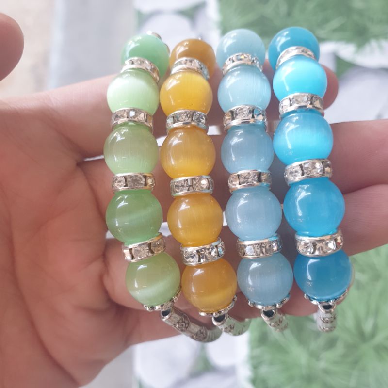 Vòng tay đá mắt mèo charm phụ kiện nhiều màu