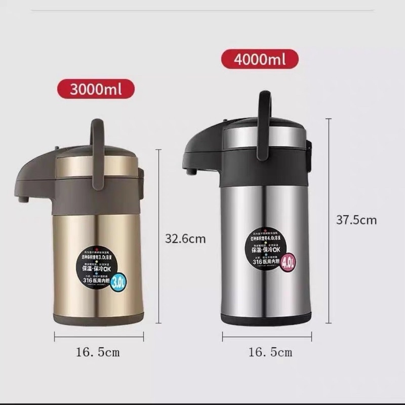 Bình Giữ Nhiệt Có Nút Nhấn Nước Chân Không 971- 4L Cao Cấp Cam Homeware