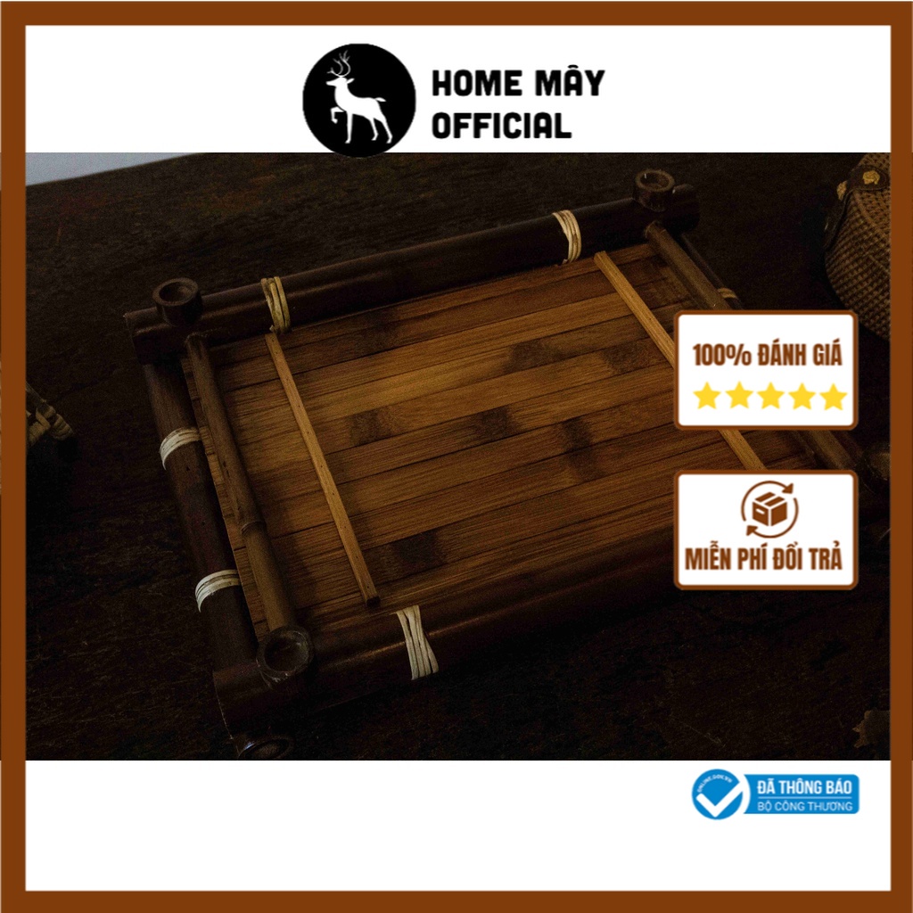 Khay đựng trà bằng tre, Khay tre tự nhiên HOME Mây đựng ấm chén