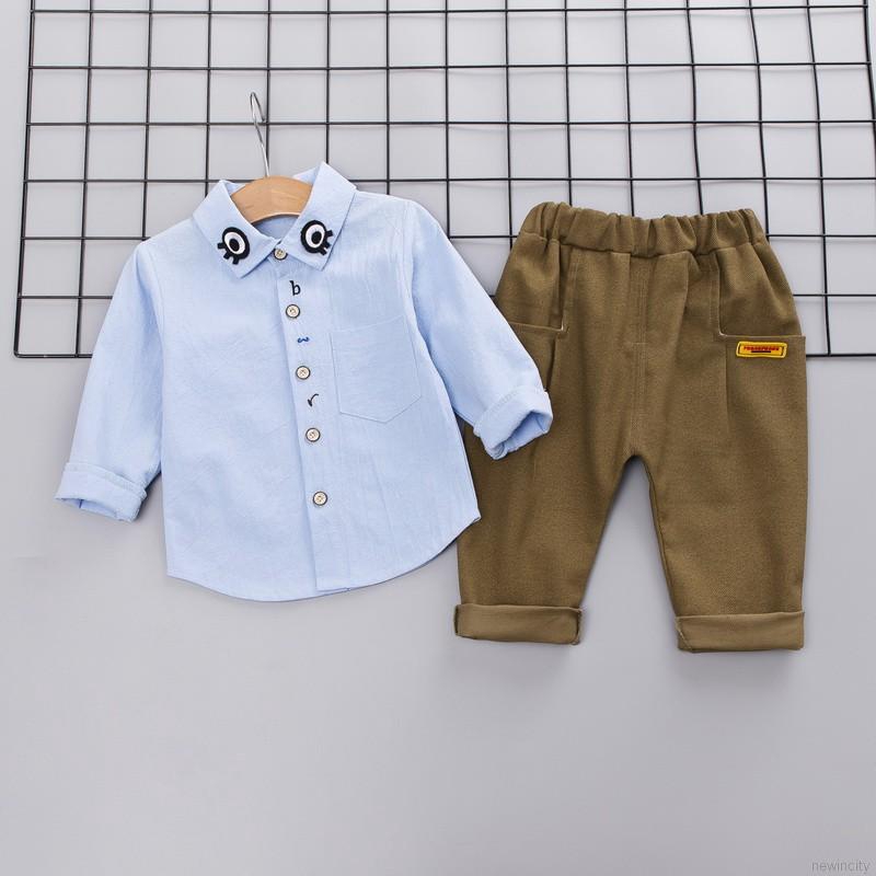 Set đồ bộ dài tay in họa tiết hoạt hình đáng yêu cho bé trai