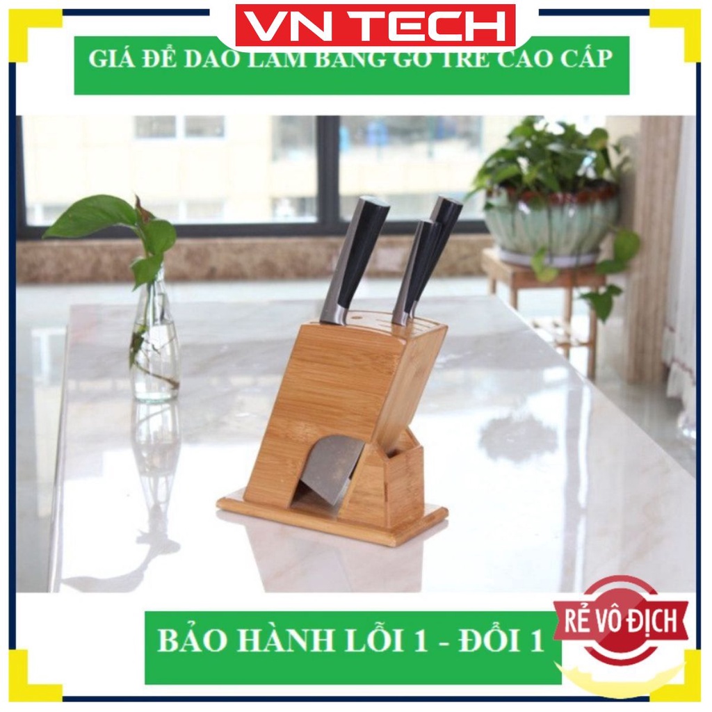 ✔️ Ống Cắm Dao - Đũa Hình Chữ Nhật Nghiêng Làm Bằng Gỗ Tre Tự Nhiên, Thiết Kế Hiện Đại Tỉ Mỉ