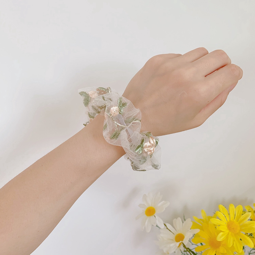 Dây buộc tóc hoa vải lưới xinh xắn dễ thương cho nữ