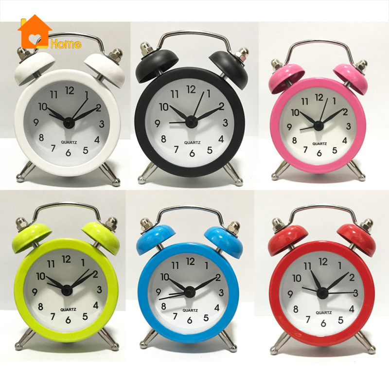 Đồng Hồ Báo Thức Hai Chuông Đôi Mini Màu Trắng