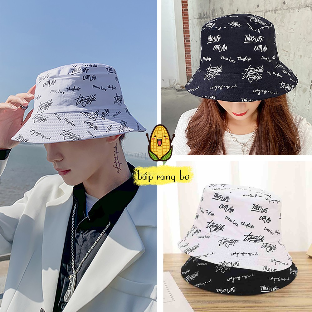 NÓN BUCKET CHỮ THUGLIFE DÀY 2 MẶT PHONG CÁCH ULZZANG UNISEX NAM NỮ NB03