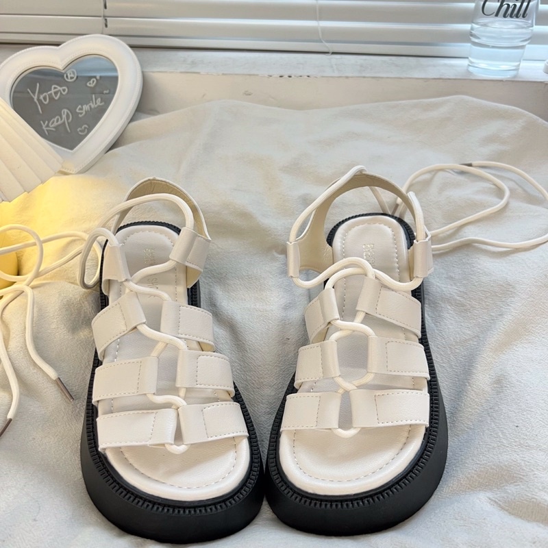 Giày Sandal Nữ Ulzzang bản cao cấp - Giày cột dây nữ cao 4 phân đi học đi chơi mang áo dài mẫu mới