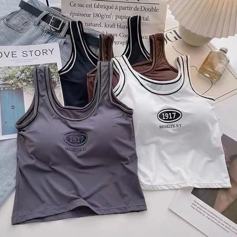 Jiashucheng Áo Dây Bằng Lụa Lạnh Có Đệm Ngực Thoáng Khí Hàng Bán Chạy Phong Cách Mới Cho Nữ