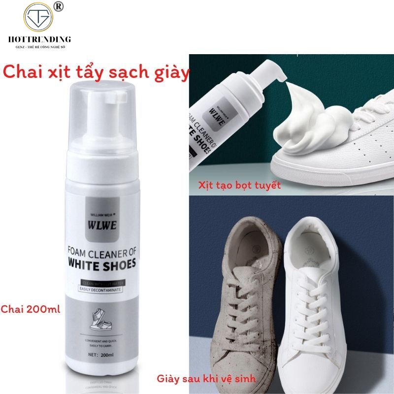 Chai xịt bọt làm sạch giày Sneaker 200ml tẩy trắng làm sạch giày cao cấp hiệu quả