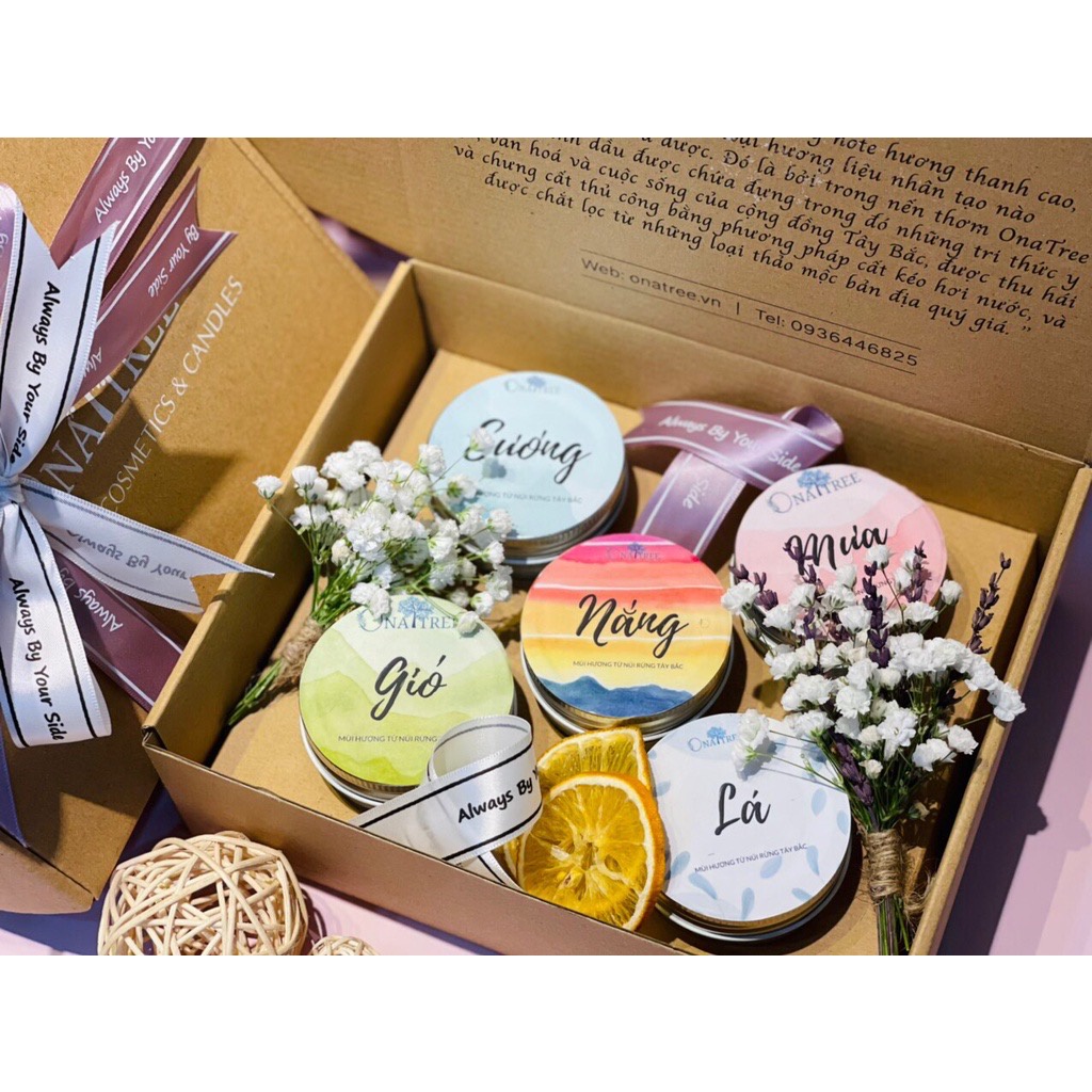 Set 4 Quà Tặng Sinh Nhật Nến Thơm OnaTree Gốm 5 Nến Nhỏ Size 50g/70g
