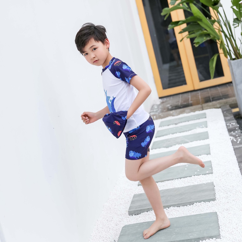 Bộ Bơi Khủng Long Kèm Mũ Cho Bé Trai