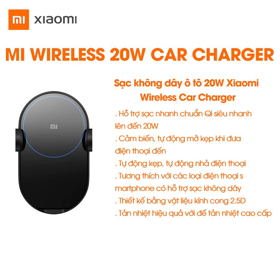 Đế sạc không dây ô tô Xiaomi Wireless Car Charger 20W - Hàng chính hãng -Bảo hành 6 tháng