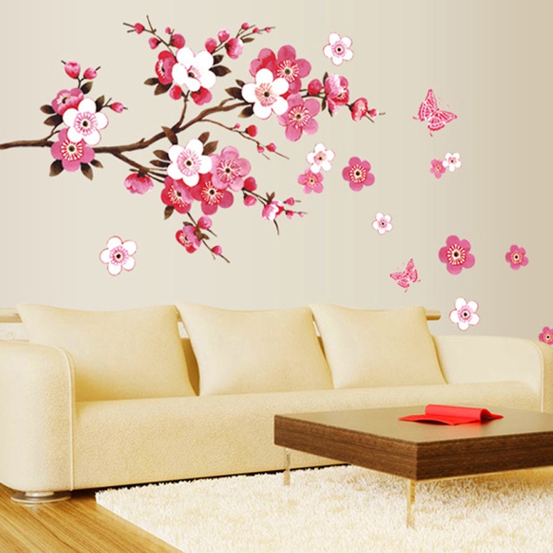 Decal dán tường trang trí hình hoa anh đào nở rộ 739. diy