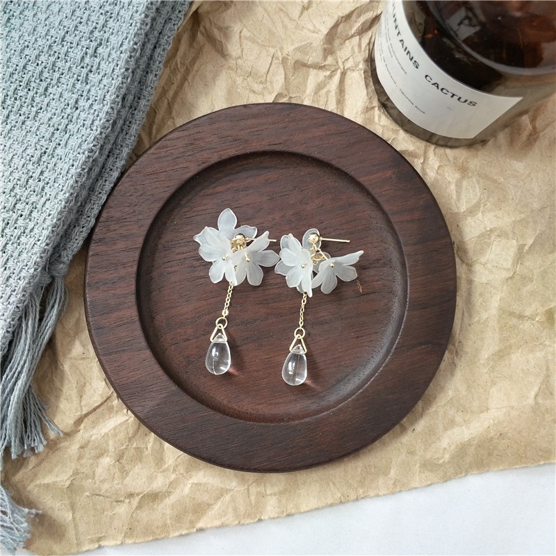 Khuyên Tai Dáng Dài Hình Bông Hoa Đính Đá C268