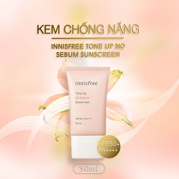 Kem Chống Nắng Innisfree Nâng Tone Kiềm Dầu Tone Up No Sebum Sunscreen SPF50 PA+++ Innisfree (50ml) - Khongcoson