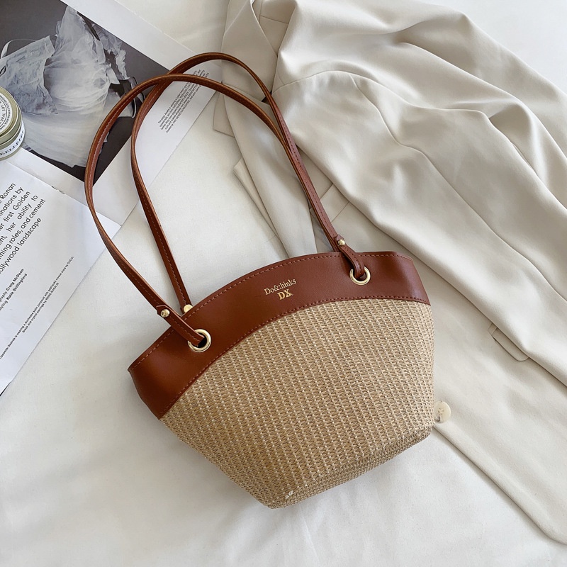 Túi Đeo Một Bên Vai Bằng Rơm Phong Cách Hàn Quốc Mới Mùa Hè Hè Dành Cho Nữ 2021
