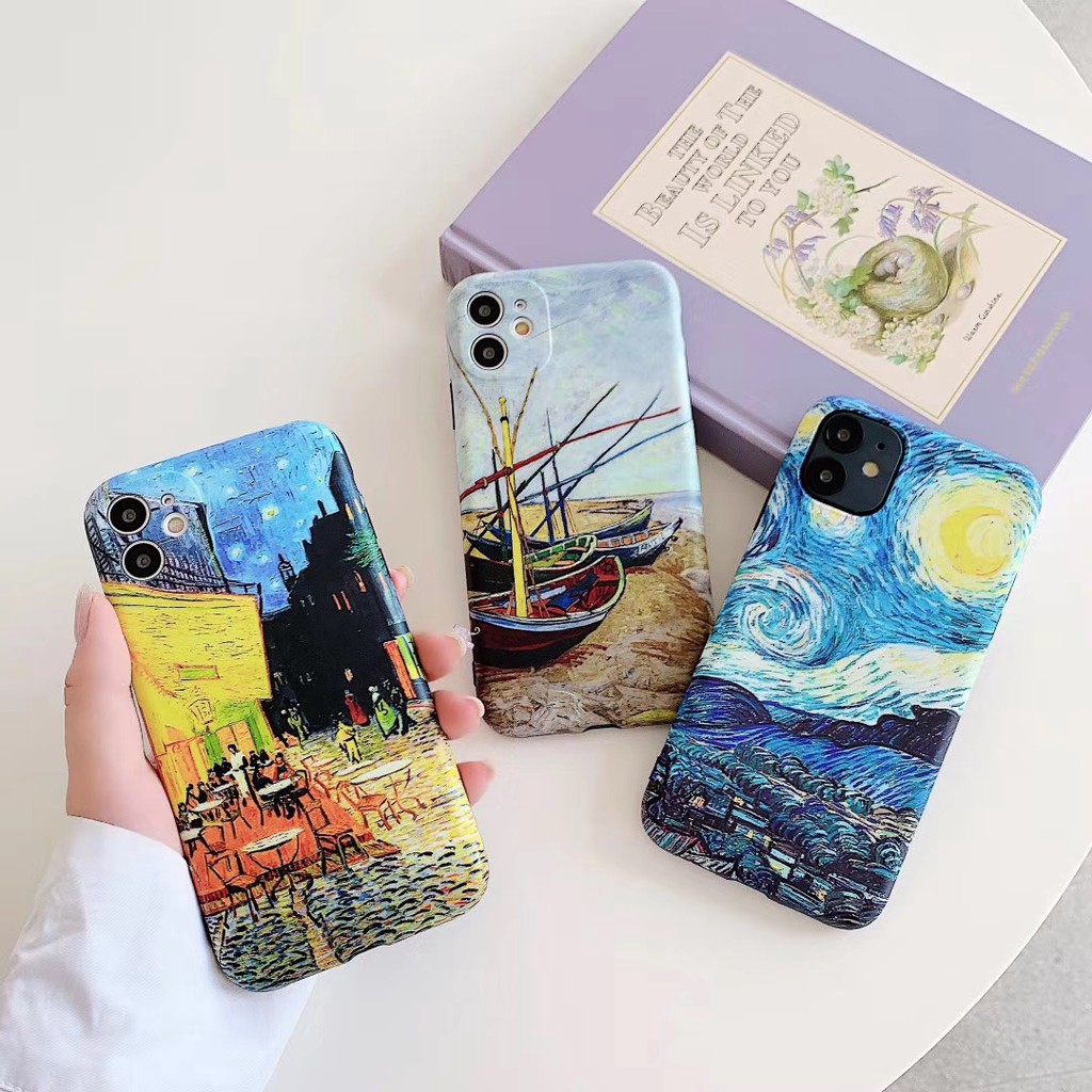 iPhone 12/12pro 7 8 XS XR XSMAX 11 11PRO 11PROMAX　Vỏ điện thoại di động sơn dầu của Van Gogh