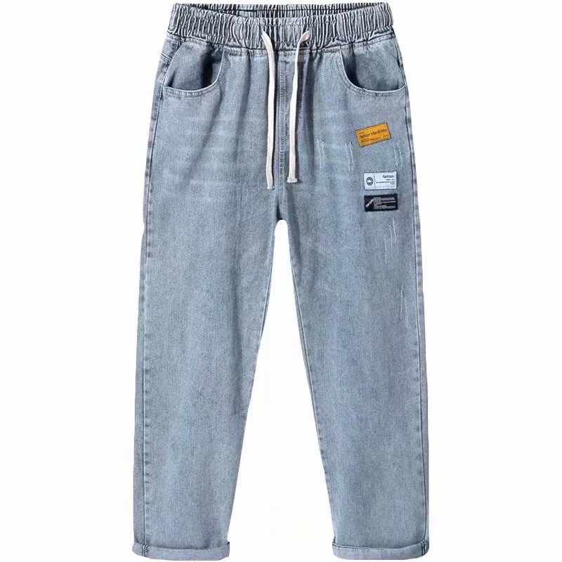 Quần jeans Ống Rộng Lưng Thun Thoải Mái Phong Cách Thời Trang Nhật Bản Cho Nam Giới size S-3XL