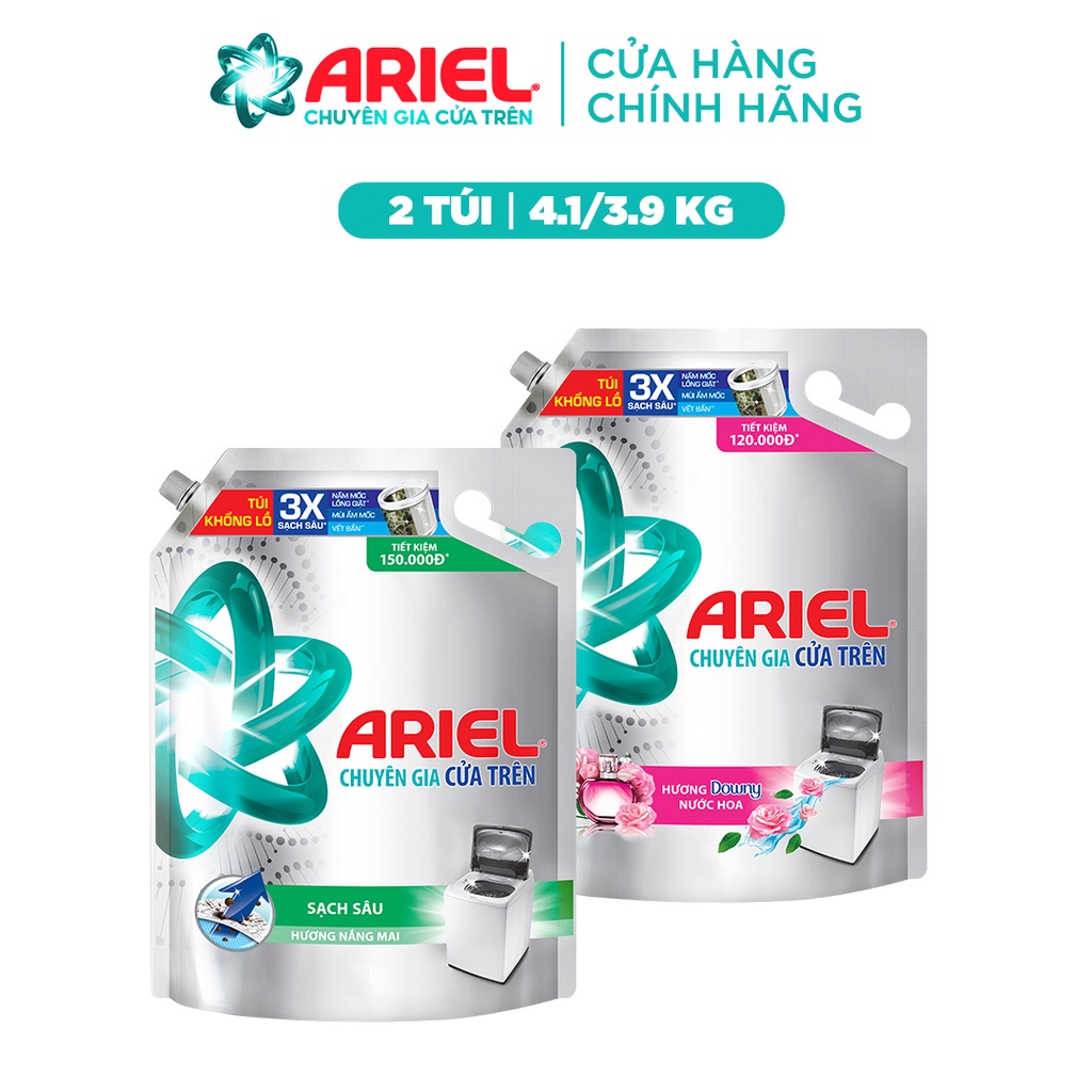 Combo Nước Giặt ARIEL Matic Nắng Sớm 4.1KGx2/ Hương Downy 3.9KGx2