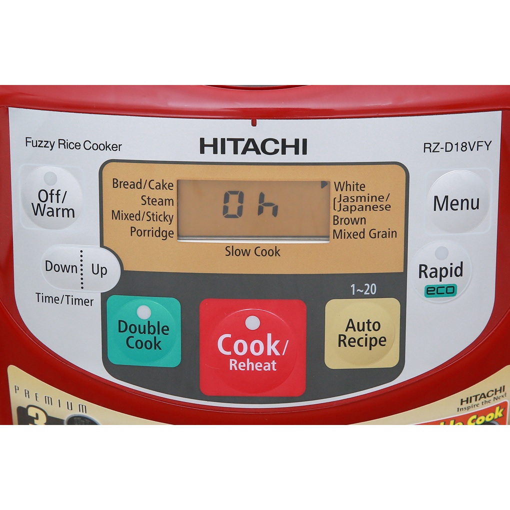 Nồi cơm điện tử Hitachi 1.8 lít RZ-D18VFY, Bảo hành chính hãng