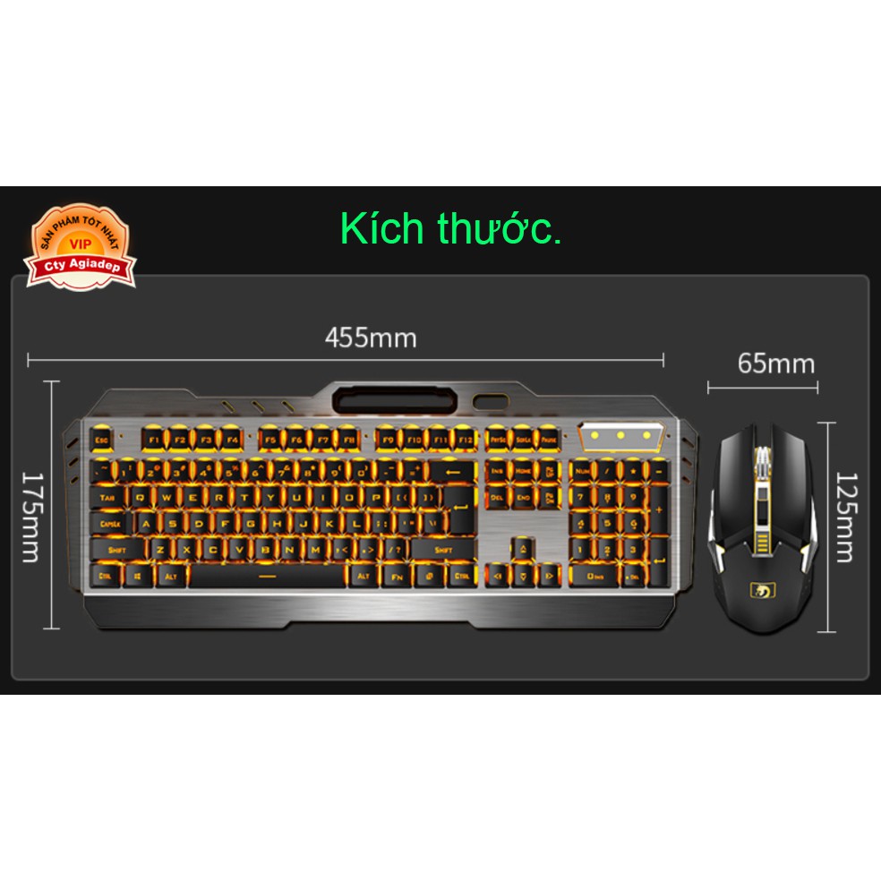 Bộ Bàn Phím Chuột xịn không dây - có Ánh sáng và Sạc pin Game thủ của DragonTech A670 | BigBuy360 - bigbuy360.vn